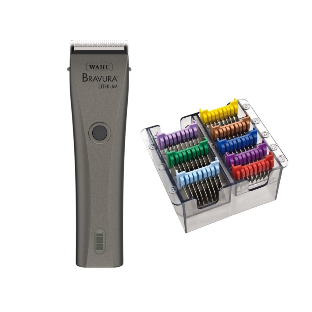 Maquina de Tosa Pet Bravura Gunmetal Wahl + Kit Adaptadores Bravura Wahl