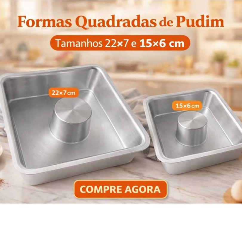 Forma Quadrada Torta Suíça Alumínio 22x7 Pudim Forma Pudim 15X6 em Oferta na Shopee