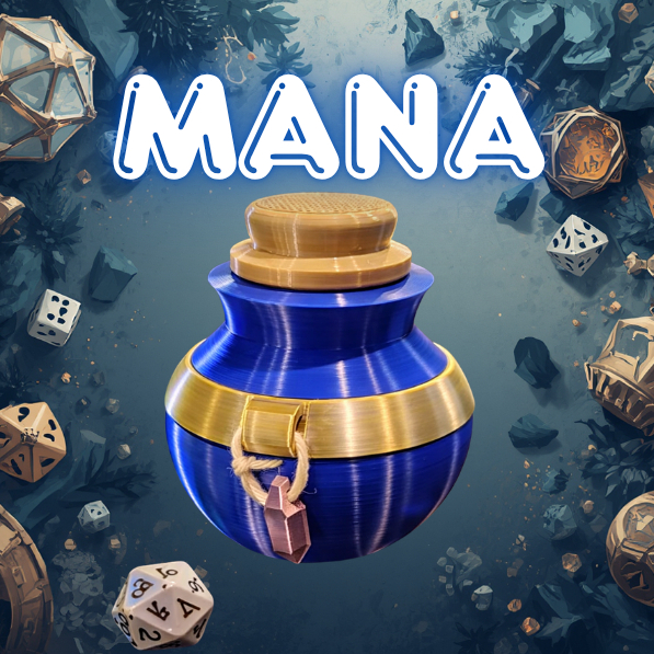 Pote de Dados RPG Mana - HP - Antídoto - Rej – Porta Dados D20 • Impressão 3D • Dice Holder • Geek • D&D • Acessório RPG