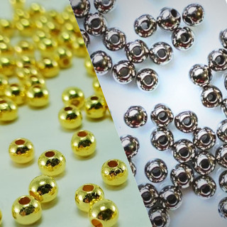 Miçangas prata e dourada 3mm ABS até 600 pçs p/ bjuteria colar pulseira brinco terço etc...