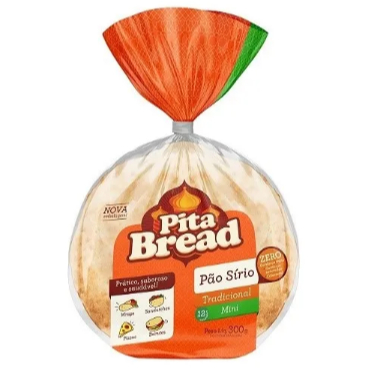 Pão Sírio Mini Tradicional Pita Bread Pacote 300g