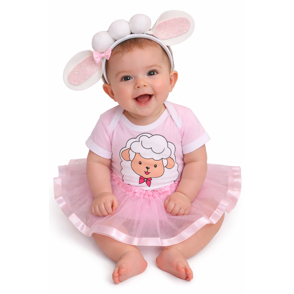 Body Bebê Temático Mesversário infantil  Personagens Ovelha