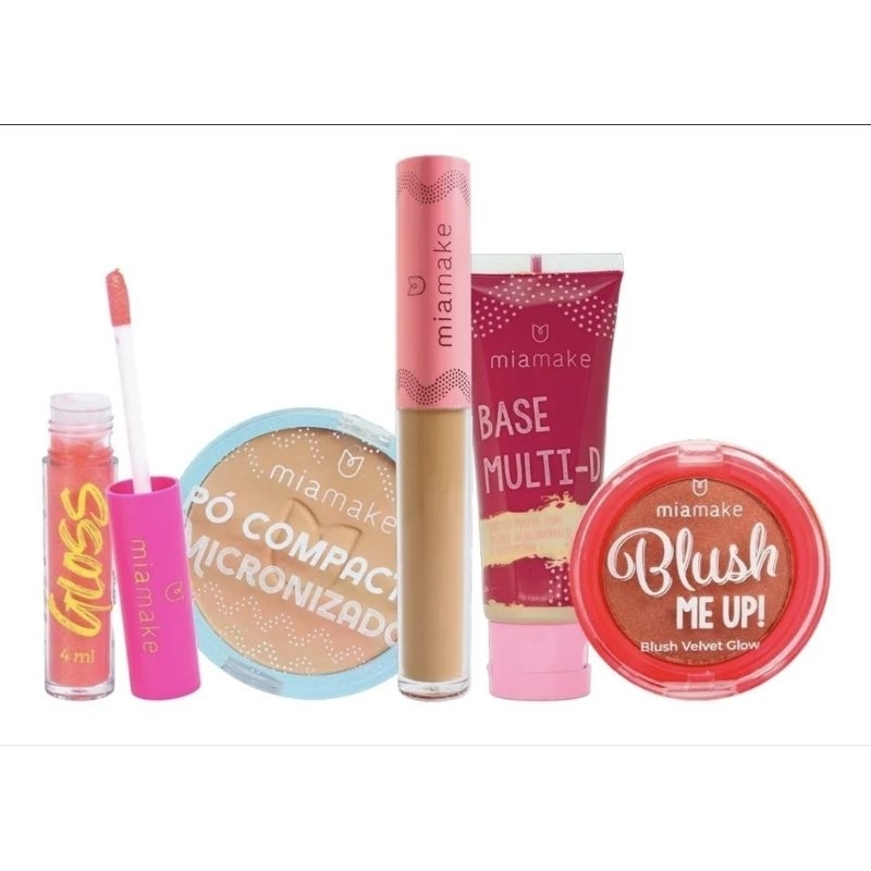 Kit Maquiagem Gloss, Pó, Corretivo, Base e Blush Skincare Perfume
