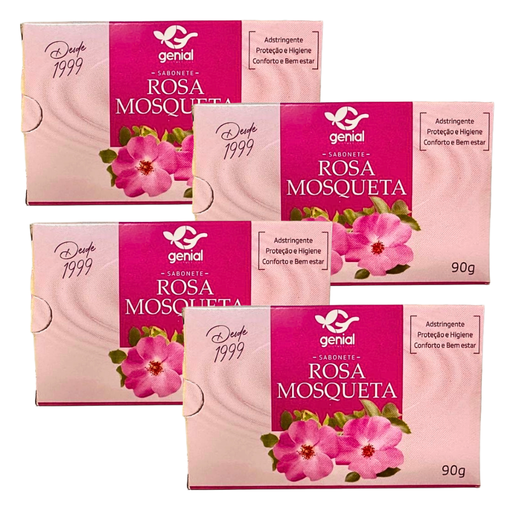 Sabonete em Barra Suave Natural Rosa Mosqueta 90g Genial Rosto E Corpo