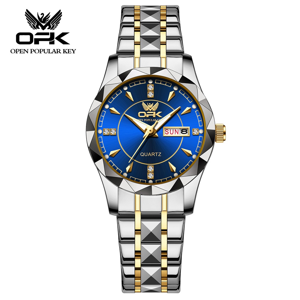 ‌com caixa【Alta Qualidade】Original Prova D'água OPK Quartzo Relógio Elegante Modelo de casal 8151