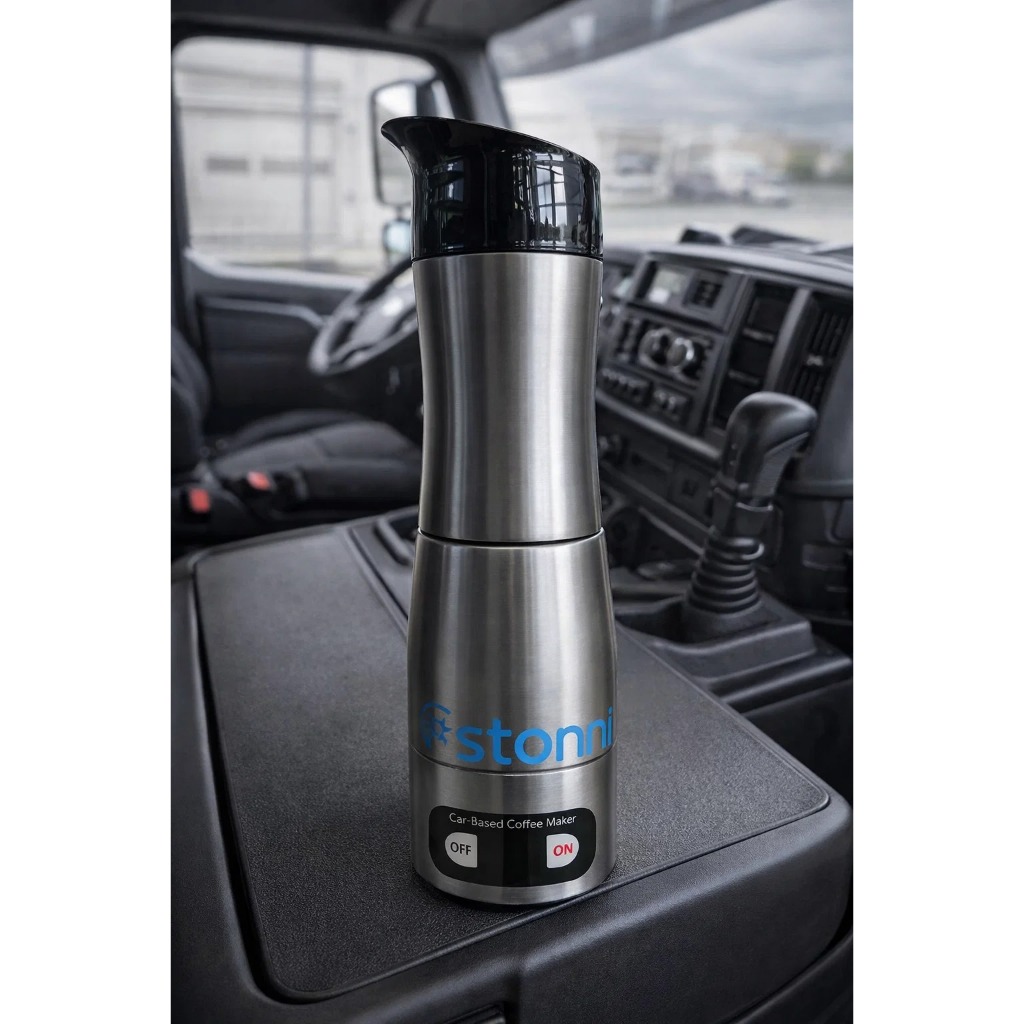 Cafeteira Veicular 12V/24V Stonni Portátil 150ml Para Caminhão Carro Motorhome Café Quente Rápido