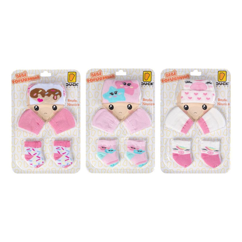 Combo Meia Luva Touca Kit 3 conjunto para Bebê Recém Nascido 0 a 03 meses em Oferta na Shopee