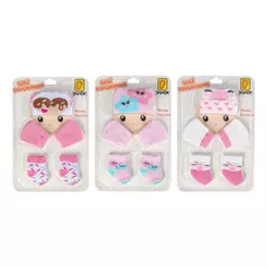 Combo Meia Luva Touca Kit 3 conjunto para Bebê Recém Nascido 0 a 03 meses