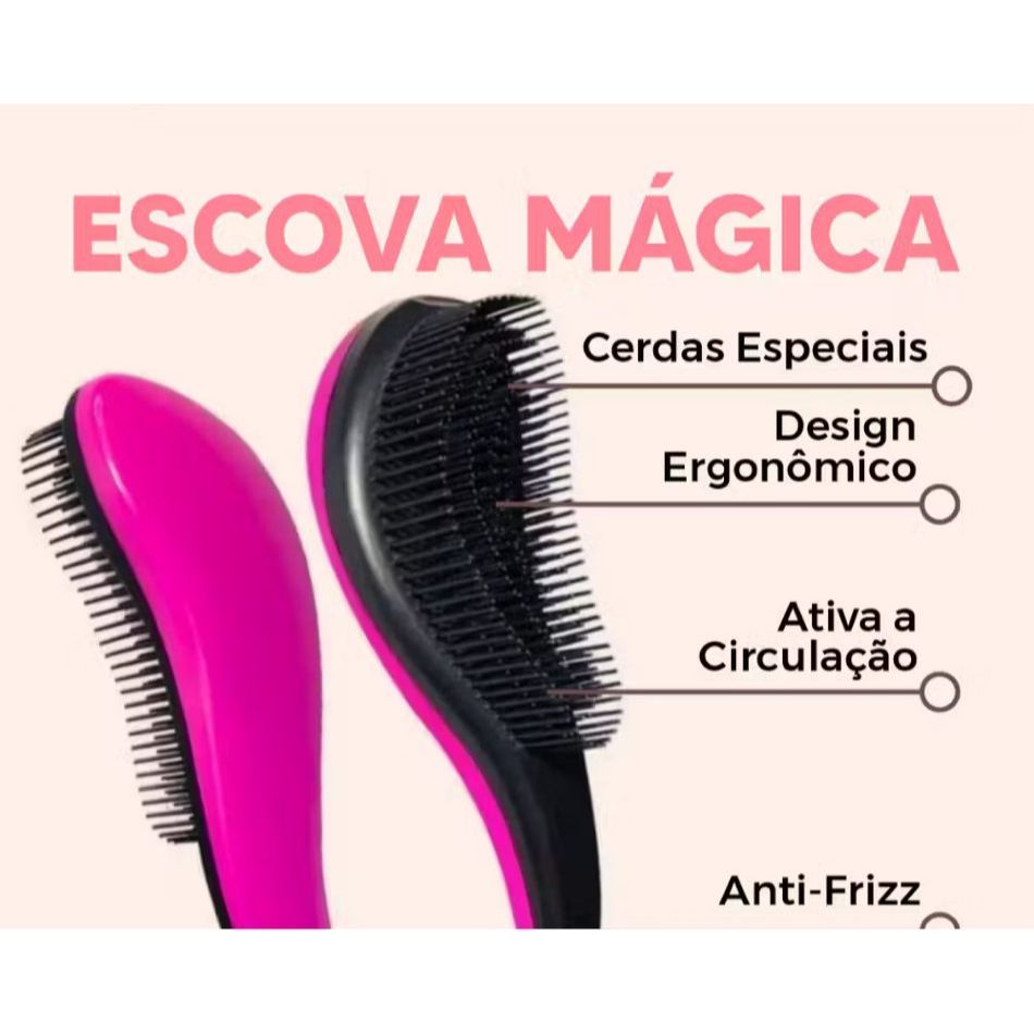 Detalhes do KIT 20 Escovas Mágica + 20 Toucas de Cetim Cuidados Com o Cabelo