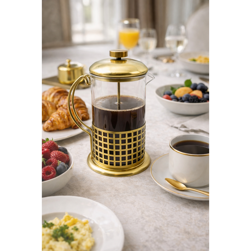 Cafeteira Prensa Francesa Dourada 800ml Fineza