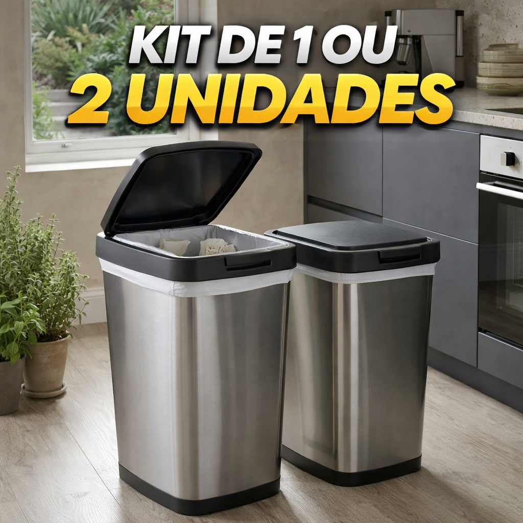 Combo 1 Ou 2 Lixeiras Inox 9L Tampa Click Moderna Compacta Cozinha Banheiro Premium Fácil Limpeza