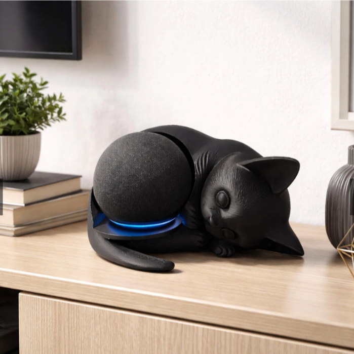 Suporte Alexa Echo Dot 4/5 Geração  Design Gato Decorativo Moderno