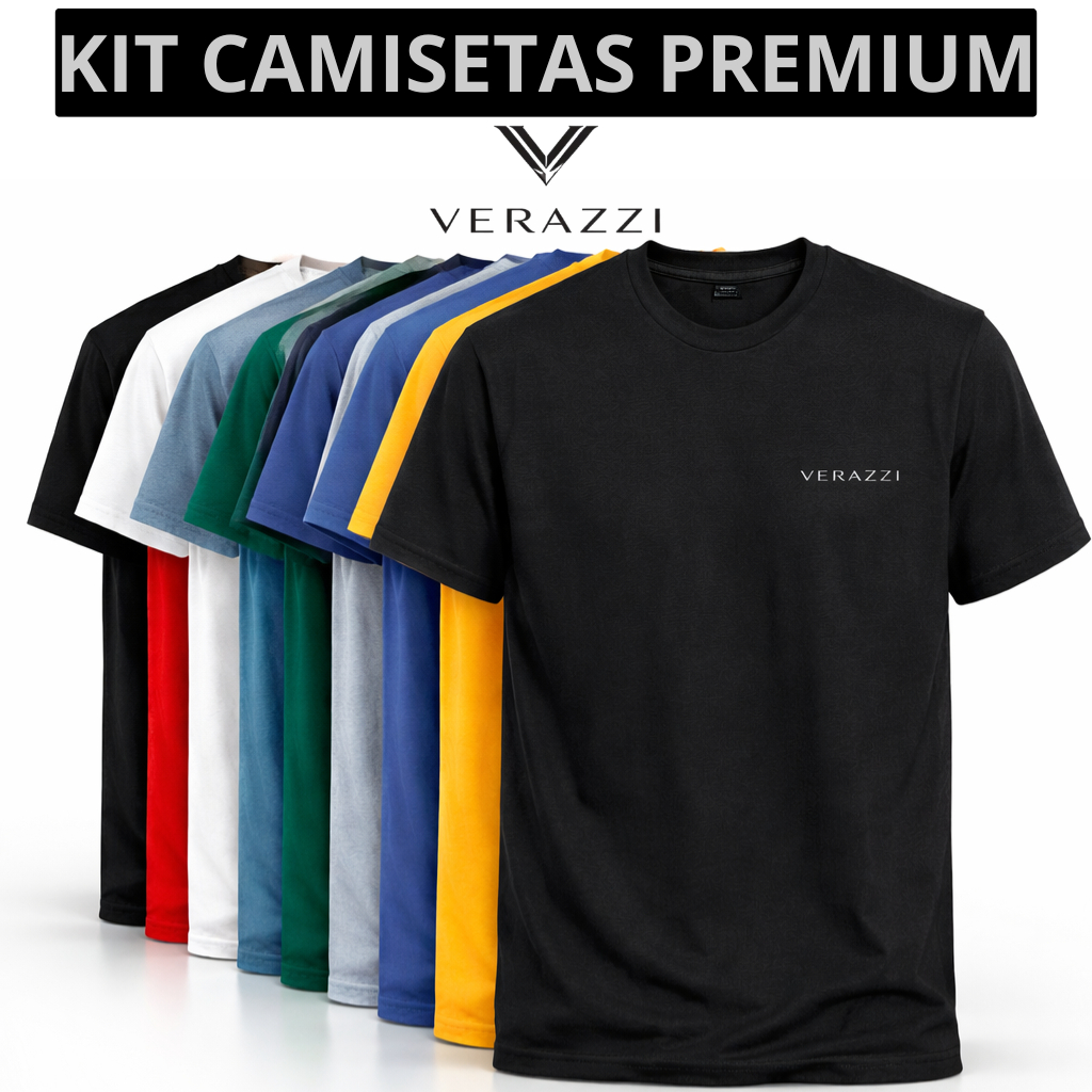 Kit com 3, 5, 7 e 10 Camisetas Premium Verazzi - Camisa Básica