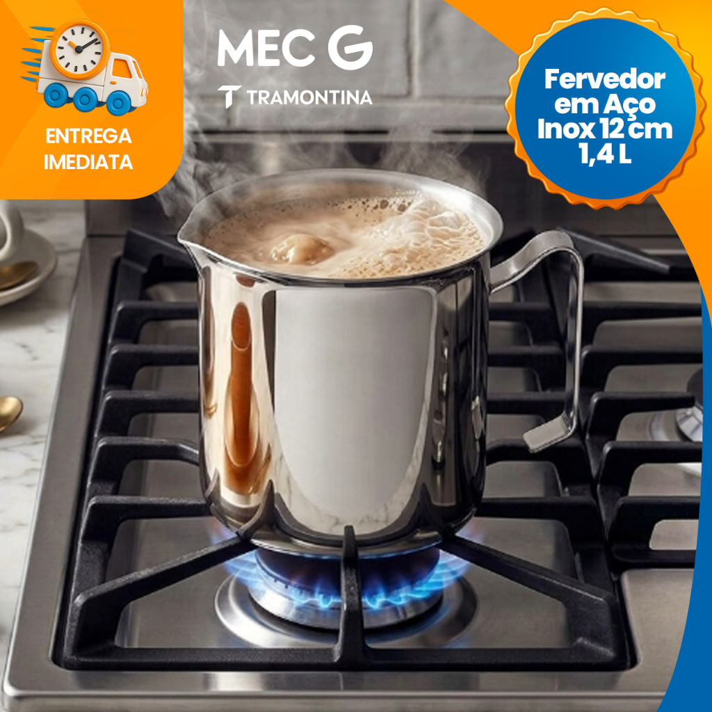 Leiteira Fervedor Fogão Indução Tramontina  Aço Inox  12cm 1,4L Allegra