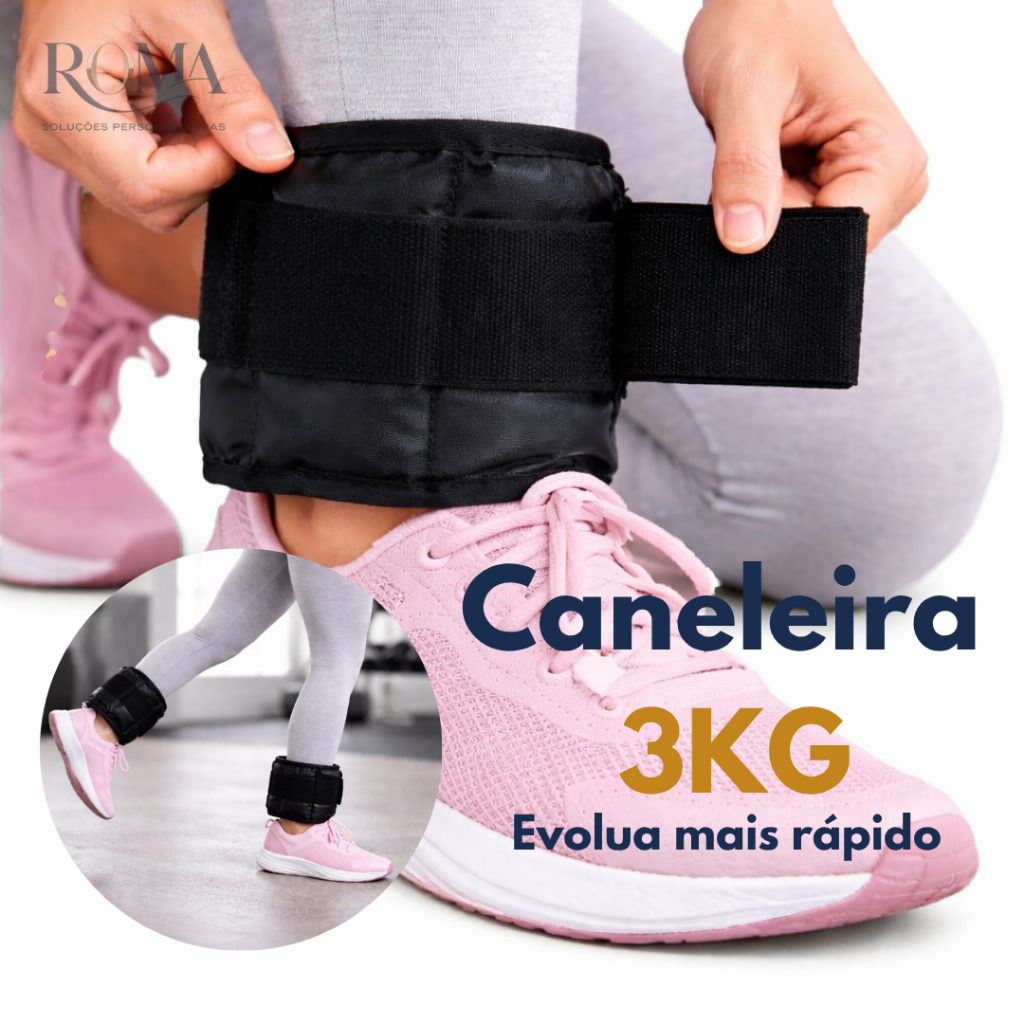 Tornozeleira de Peso 3kg Par Caneleira Profissional Academia Fitness Treino de Perna