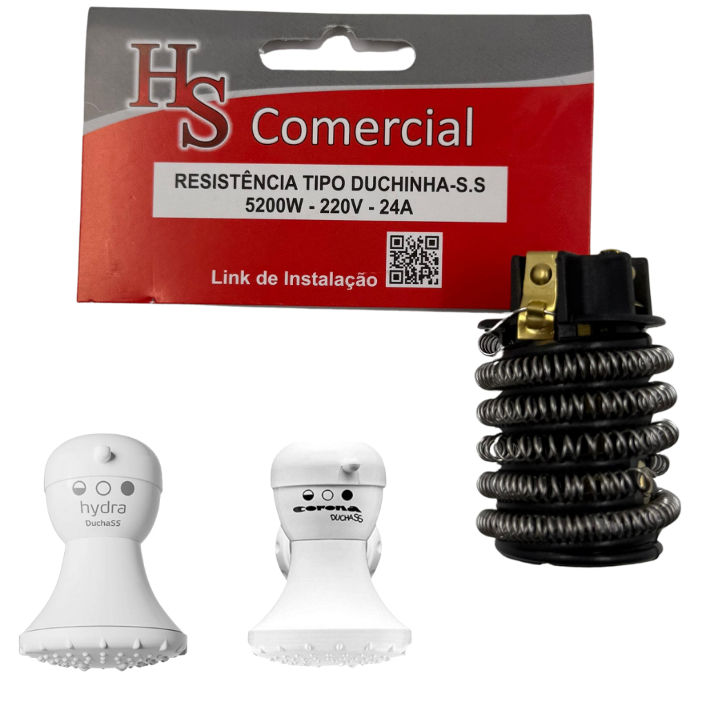 Resistência Ducha Hydra Corona SS 3T 5200W 220V e Duchinha Ballerina