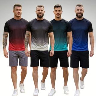 Kit 4 Camisetas Academia Dry-Fit Gradiente Cores Respiravel Ciclismo Para Treino-Casual-Praia-Festa