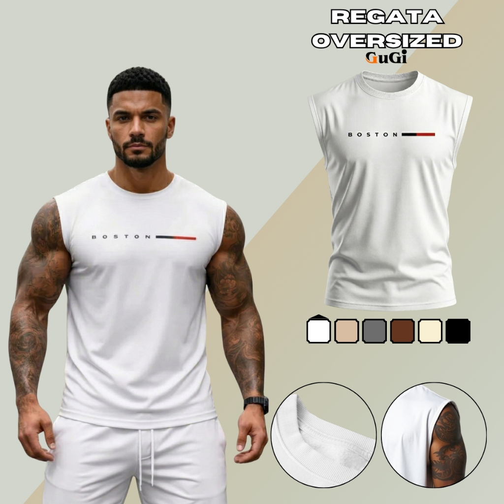 Regata Masculina Machão Camiseta Academia Algodão Treino Boston Maromba Confortável em Oferta na Shopee