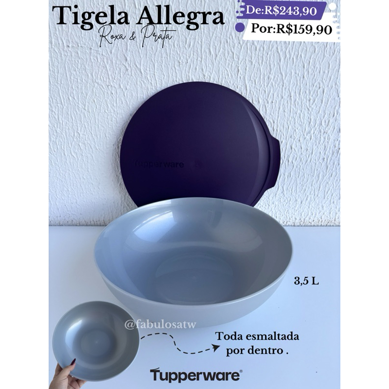 Tupperware Tigela Allegra 3,5L Roxa & Prata – Tupperware