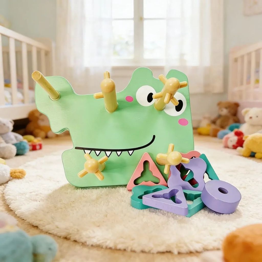 Encaixe Divertido Formas e Cores 22pcs Brinquedo Montessori Elefante Crocodilo Cores Candy 20cm · foto 2