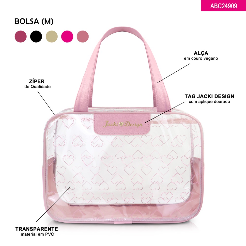 Kit Bolsa + Necessaire Transparente de Corações - Espaçosa para o Dia a Dia · foto 2