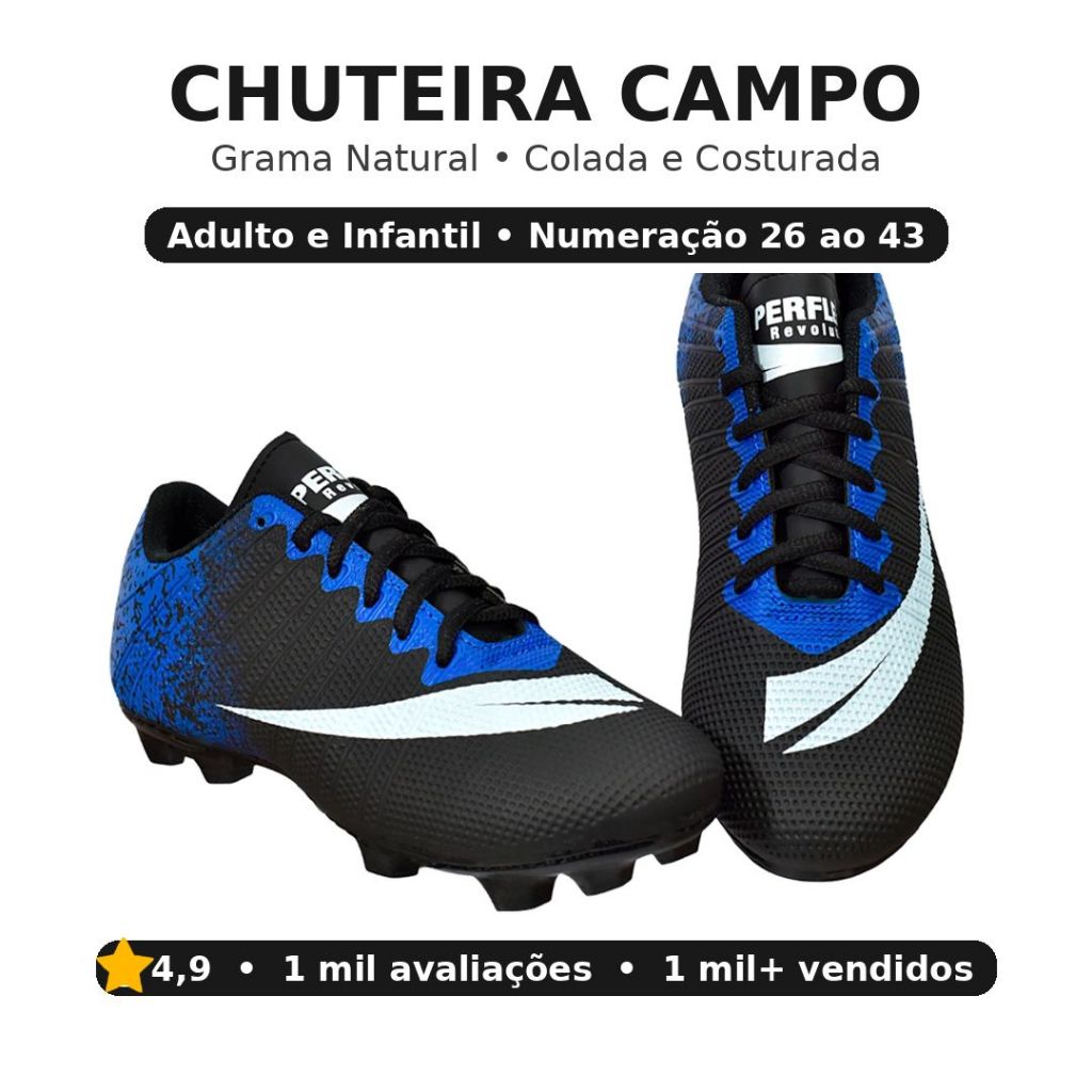 Chuteira Campo Perflex Grama Natural Colada Costurada 26-43