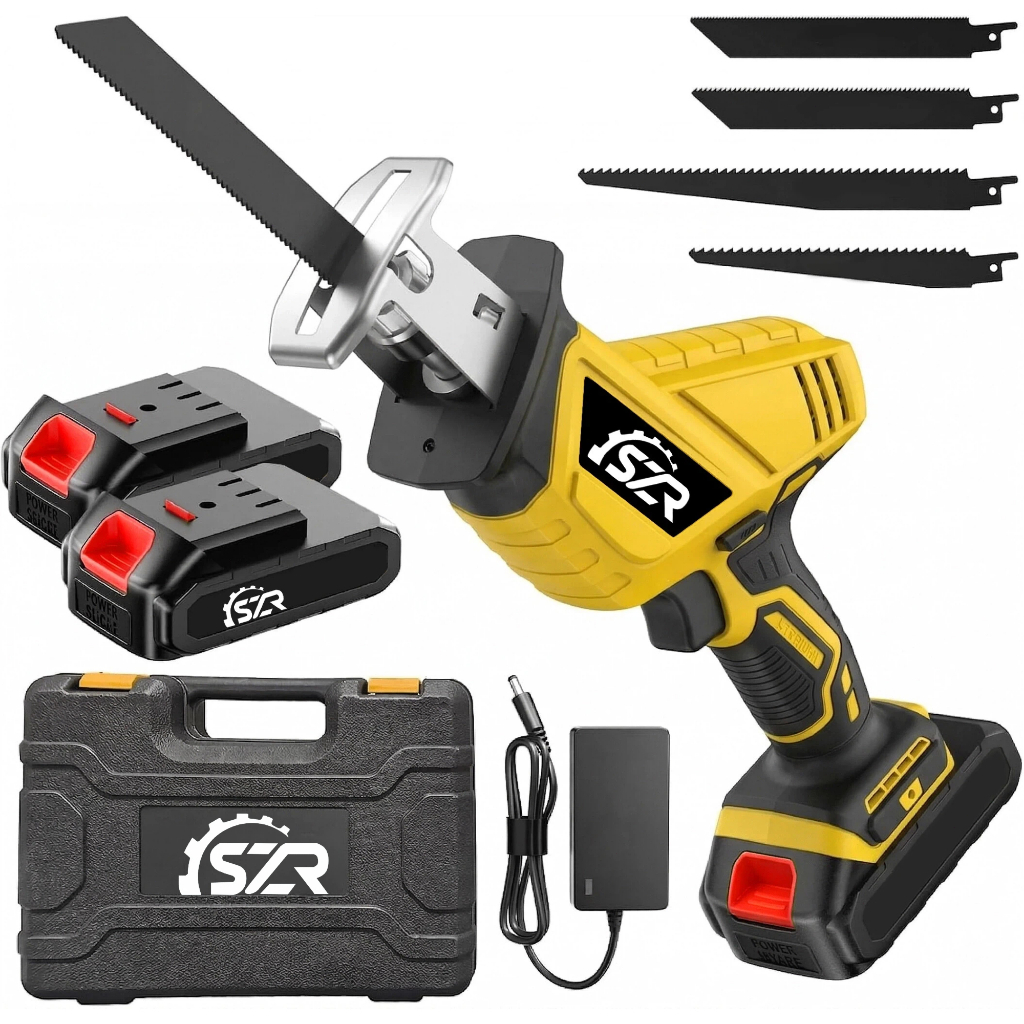 Serra Sabre Elétrica Sem Fio Profissional 21v 3500 Rpm Motosserra Duas Baterias pode cortar osso madeira lata