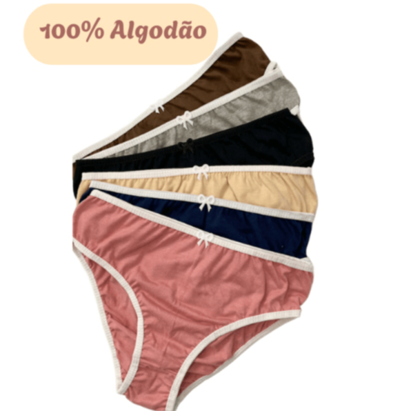 Kit 6 ou 12 Calcinhas Juvenil 100% Algodão Confortável Menina Cores Sortidas 12 a 16 Anos