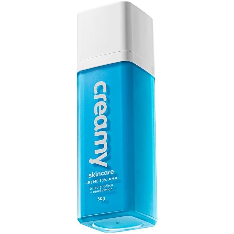 Creamy Skincare Ácido Glicólico 30g | Reduz Poros Dilatados, Melhora a Pele, Hidratação Creme 10 AHA