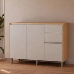 Balcão Sem Tampo 2 Portas 3 Gavetas Allure Linea Brasil 120cm 100% MDF