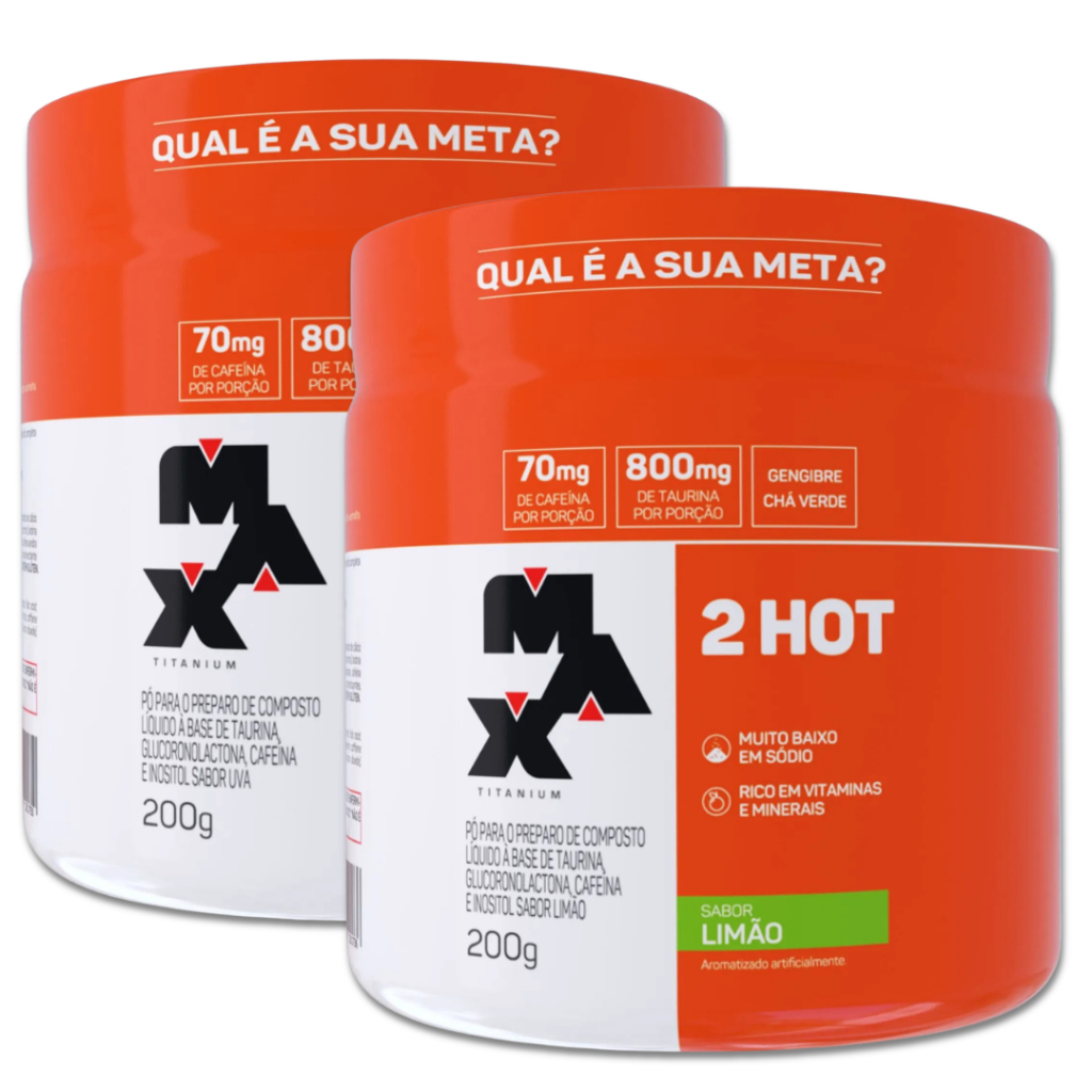 KIT DUAS UNIDADES 2HOT TERMOGÊNICO COM TAURINA E CAFEINA 200g - M.A.X