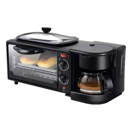 Forno + Cafeteira + Grill 3 em 1 YONSA 1360W – Máquina Multifuncional Café da Manhã Premium 220v