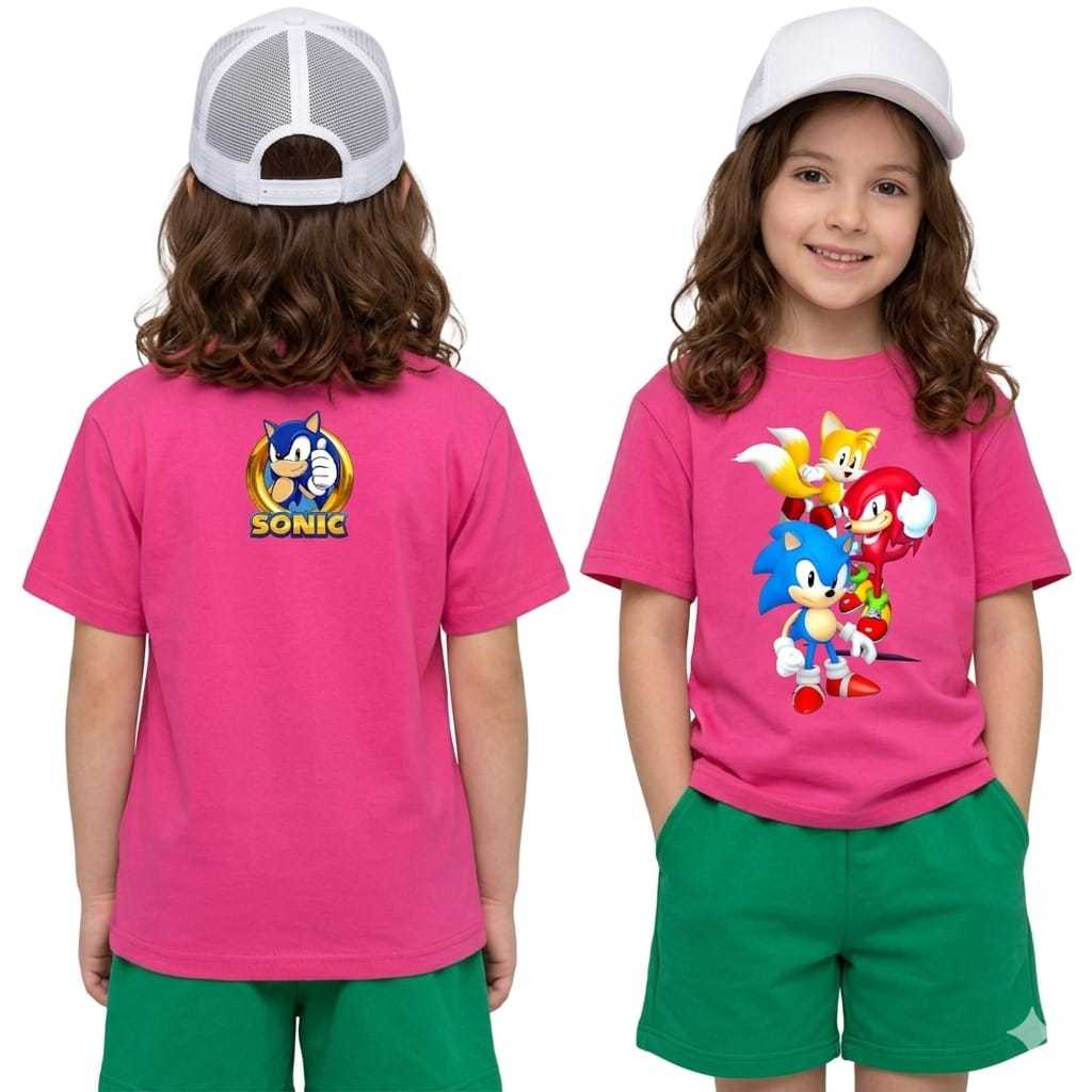 Camisa Camiseta Infantil Personagem Anime Turma Do Sonic 100% Algodão Tamanho 2 4 6 8 10 12 14 — imagem 2 de 2