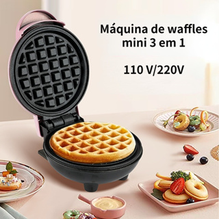 Máquina de waffles portátil três em um Mini máquina de café da manhã para cozinha 3 moldes em Oferta na Shopee