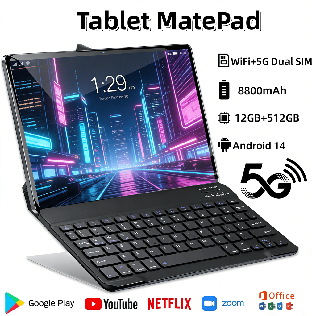 Tablet MatePad Pro 12 GB + 512 GB, 11,6 polegadas, bateria de 8.800 mAh, Android, 5G, Wi-Fi, Bluetooth, envio rápido
