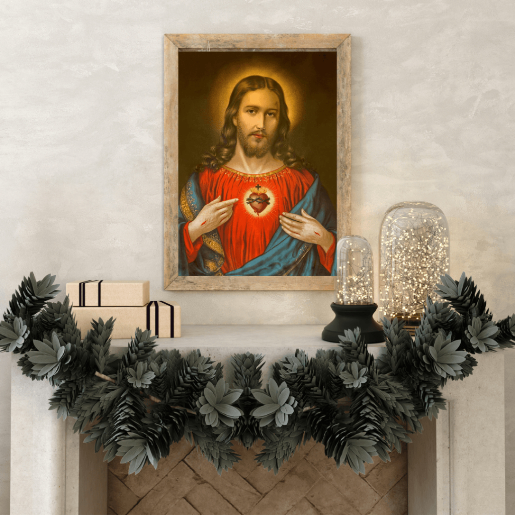 Quadro Religioso Sagrado Coração de Jesus Em PVC, Sem Moldura.