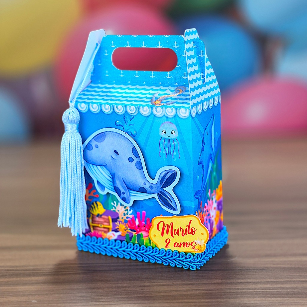Caixinha Mala Maletinha Fundo do Mar Personalizada Lembrancinha Decoração Menino Menina