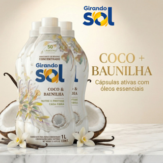 Amaciante Coco e Baunilha Girando Sol - 1LITRO em Oferta na Shopee