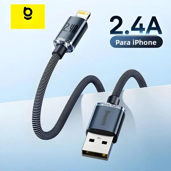 Cabo USB-A para Lightning Iphone Apple 2.4A, 1.20m Alta Qualidade - Baseus Crystal Shine Original