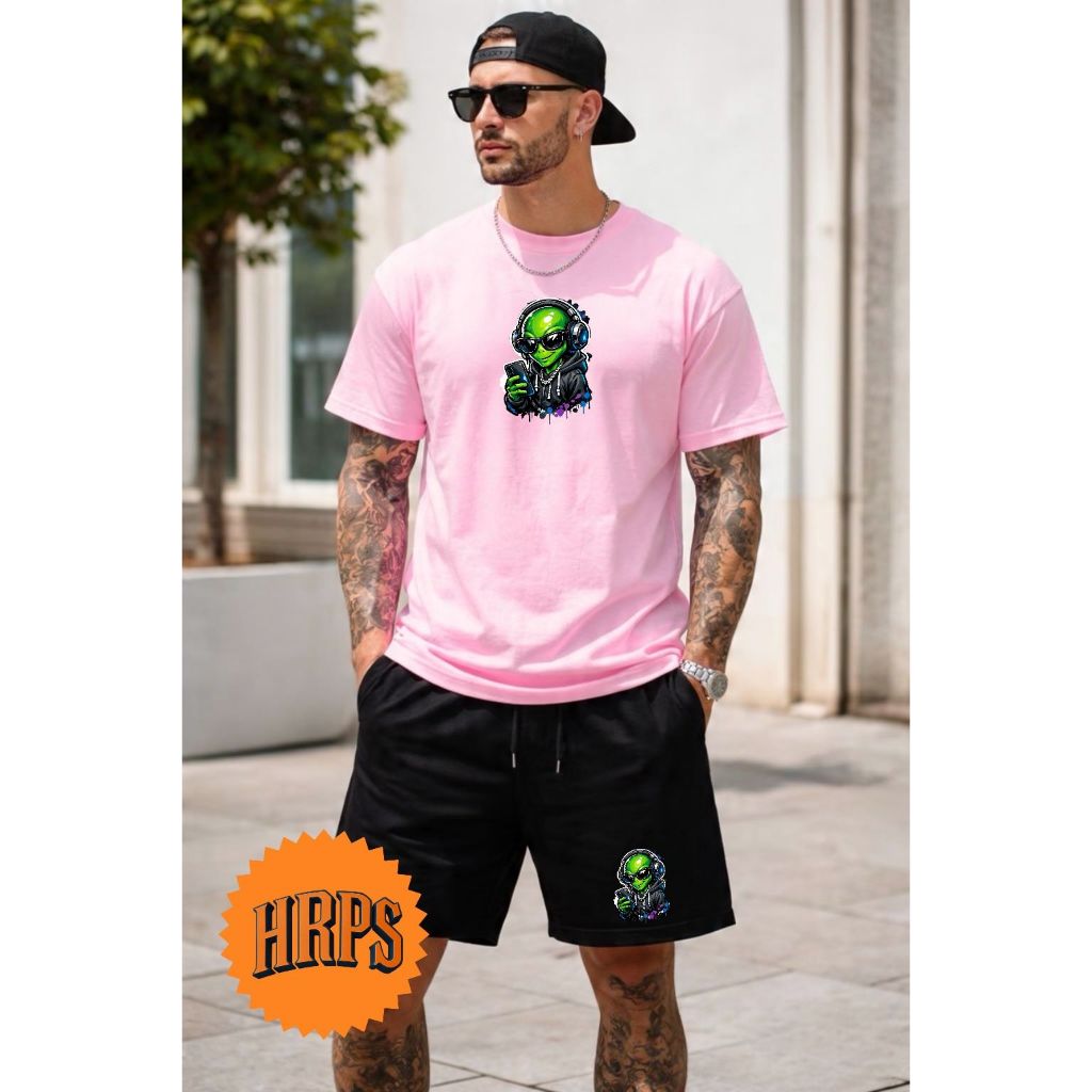 Conjunto top masculino confortavel camiseta algodão 30.1 + bermuda de tactel estilosa verão academia dia a dia