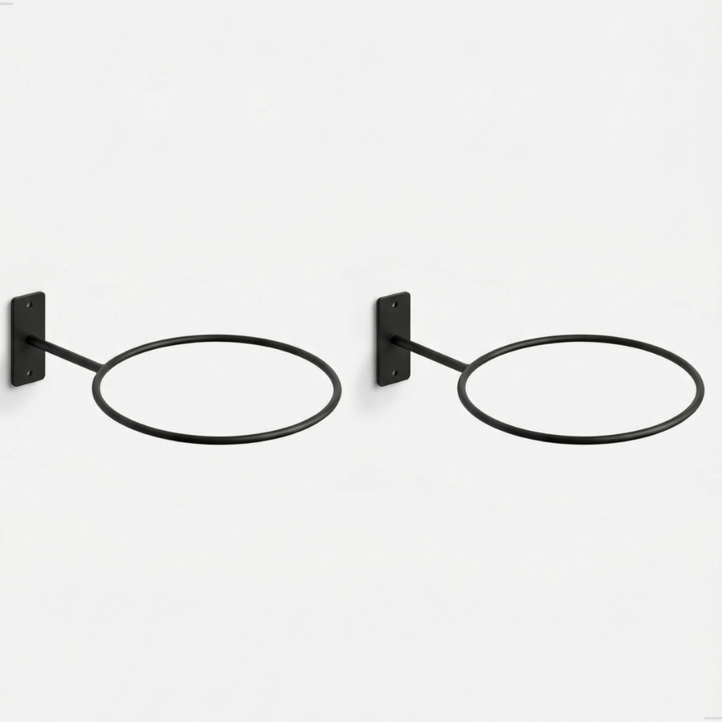 Kit 2 Suportes de Parede para Bola de Pilates ou Suíça  Preto Resistente