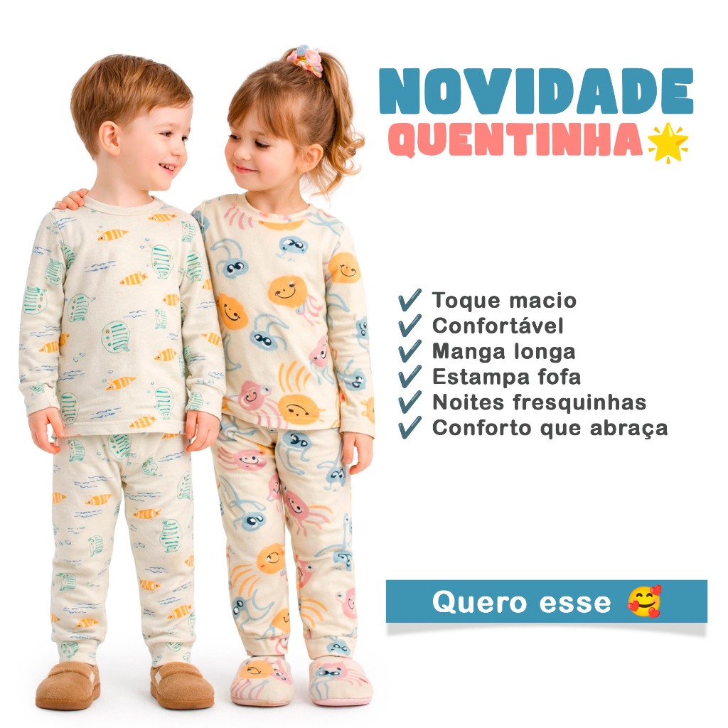 Kit 4 Peças Pijama Infantil Bebê Manga Longa Ribana Menino Menina 2 Conjuntos Roupa Bebê
