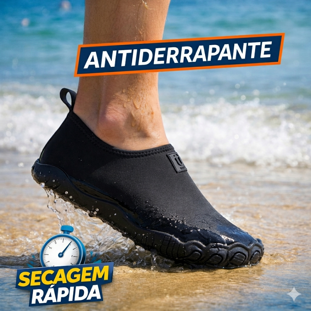 Sapatilha Aquática Antiderrapante Neoprene Praia Piscina Cachoeira Confortável Secagem Rápida Unissex em Oferta na Shopee