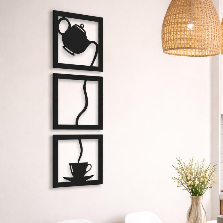 Kit 3 Quadros Cantinho do Café MDF Vazado Corte a Laser | Decoração Cozinha, Cafeteria e Varanda Gourmet