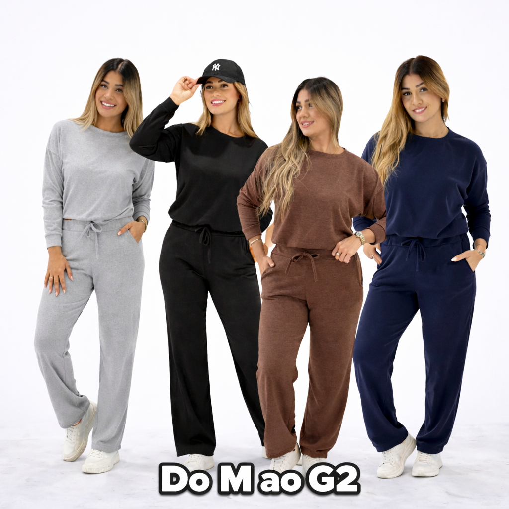 Conjunto Lanzinha mais vendidos casual Plus e cordão bolso moda feminina outono inverno 2026 despojado festa elegante.