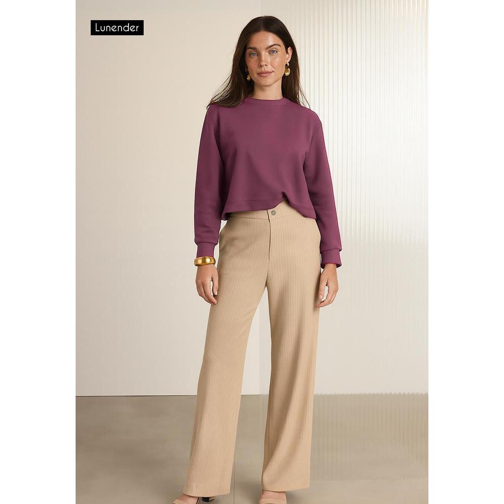 BLUSA FEMININA MOLETOM LUNENDER MANGA LONGA BÁSICA ELEGANTE VISCOSE COM ELASTANO
