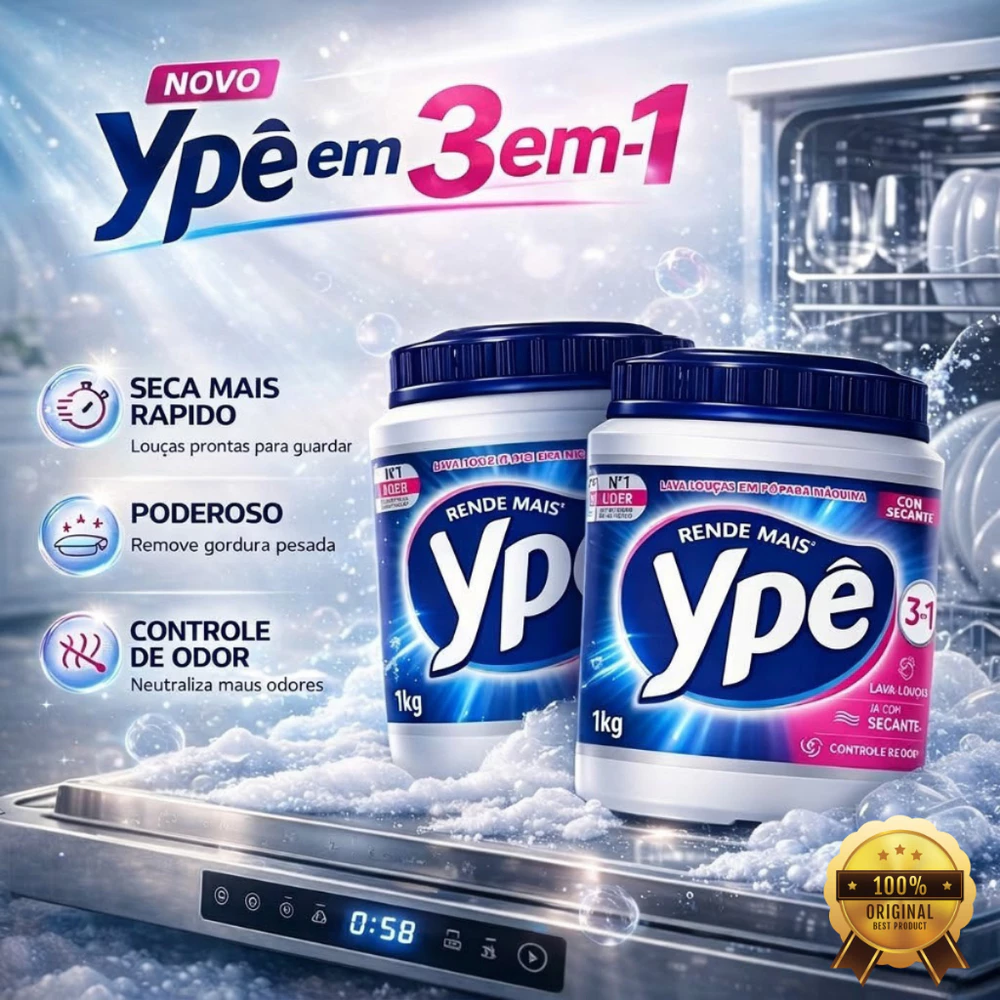 Detergente Lava Louças Ypê em Pó 1Kg ou 450g para Máquina - Escolha a Quantidade