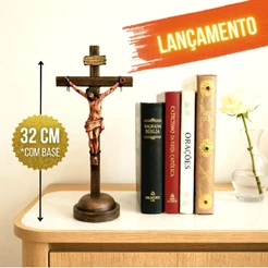 sob encomenda Crucifixo HIPERREALISTA 32cm artesanal inscrição INRI fiel Atelier Limia