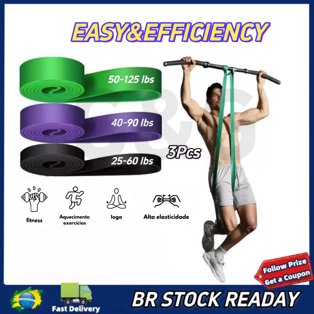 ✅[BR Seller] Kit 3 Super Band Elástico Borracha Extra Forte Faixas de Resistência