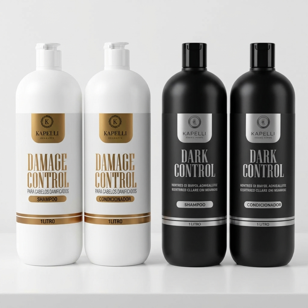 Kit Salão em Casa 1 kit Damage shampoo, condicionador e 1 Kit Dark Control shampoo, condicionador 4 Litros
